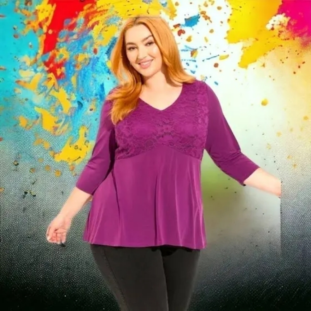 NWT Torrid 'Phlox' babydoll lace shirt